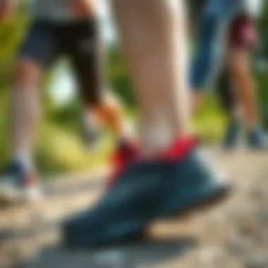 A group of active individuals engaging in outdoor activities while wearing Skechers waterproof shoes