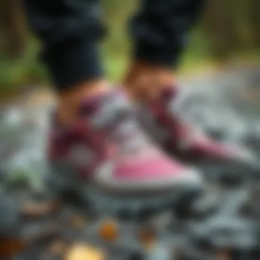 A close-up view of Skechers outdoor waterproof shoes showcasing their innovative material technology