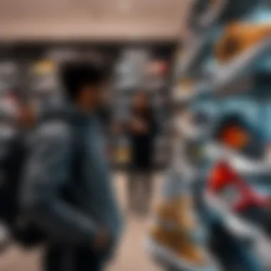 Customer browsing through Skechers products in a store