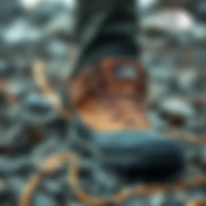 The North Face Thermoball Boots Design Stylish design of The North Face Thermoball boots on a rocky terrain