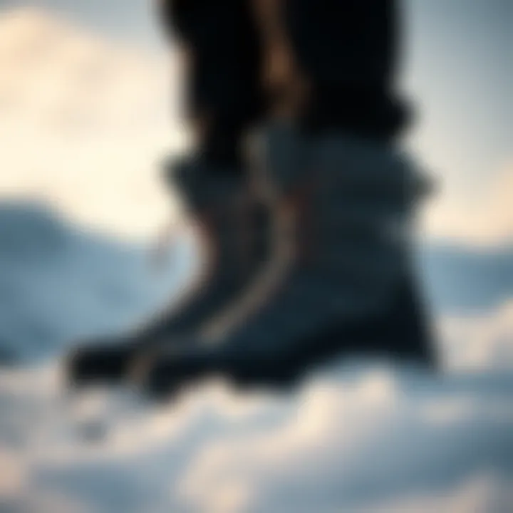 Thermoball Boots in a Winter Landscape The North Face Thermoball boots showcased in a winter landscape