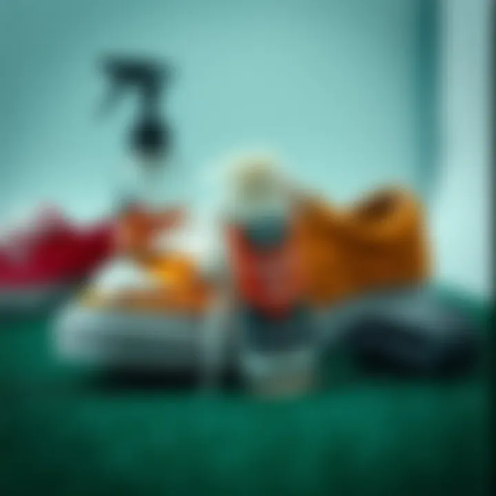 A well-maintained pair of Vans sneakers with care products