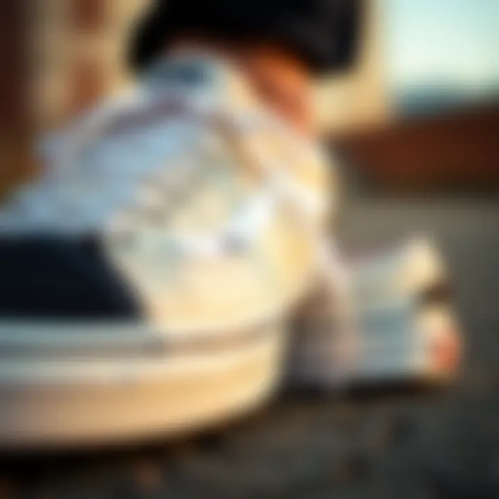 Close-up of Vans sneakers showcasing their design details